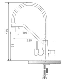 Смеситель для кухни Raglo R80.62.09 с подключением фильтра графит